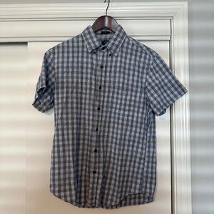 J. Crew Home Spun Cotton Gingham Short Sleeve Button Up Shirt M